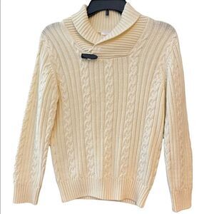 Gymboree Girls Sz 7-8 Beige Chunky Knit Collar Cape Cod Long Sleeve Sweater